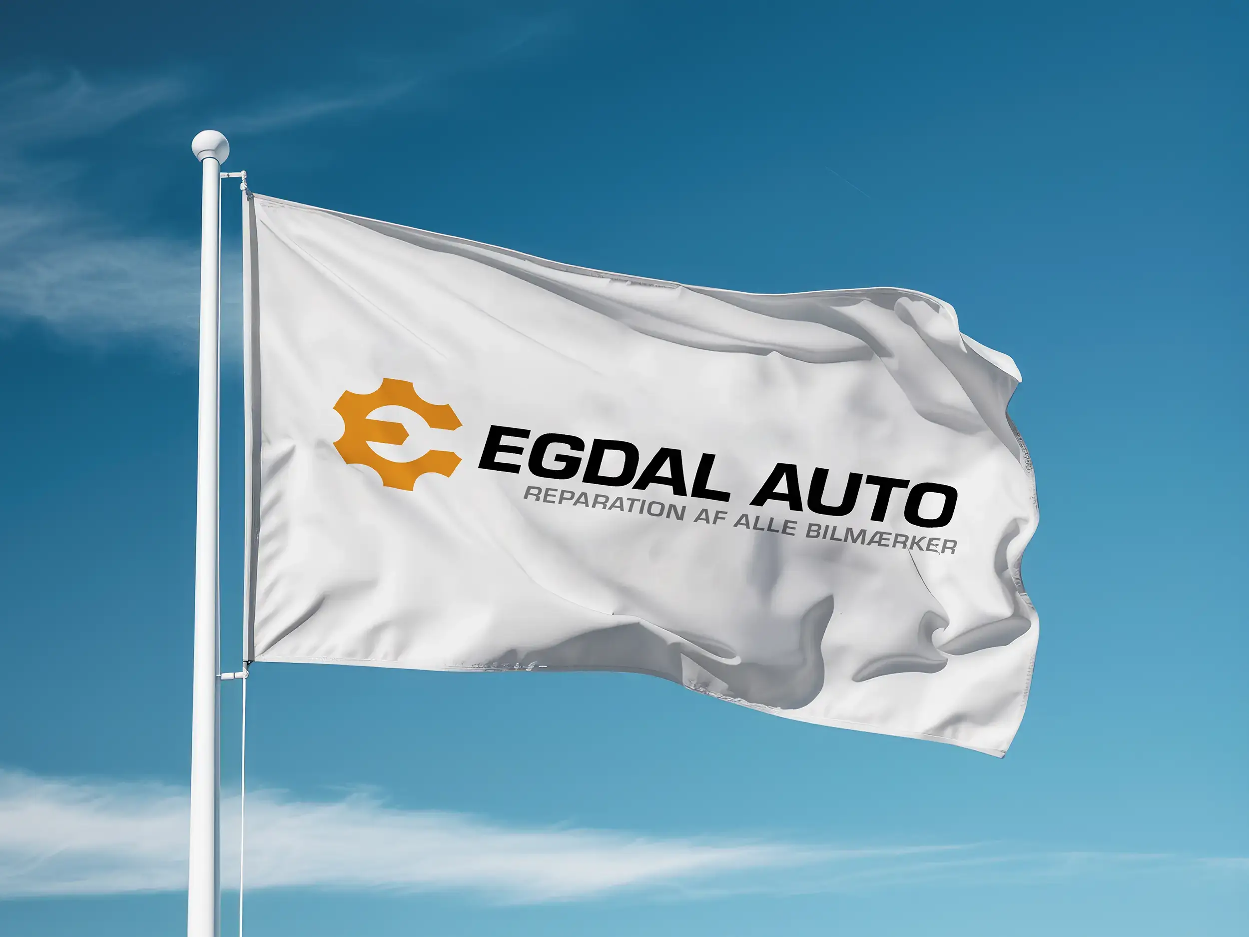Firmalogo til automekaniker på flag