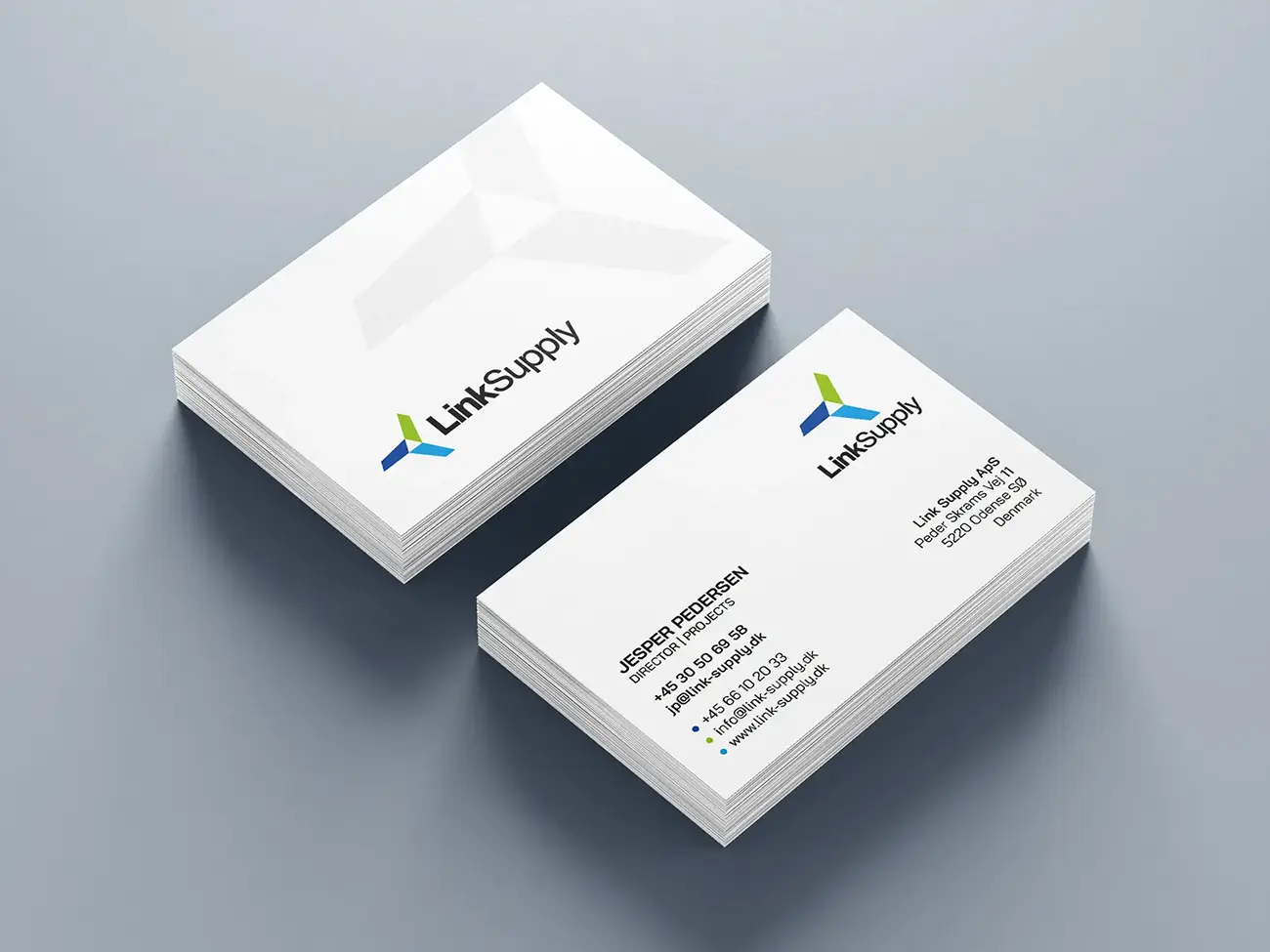 Visitkort design til Link Supply